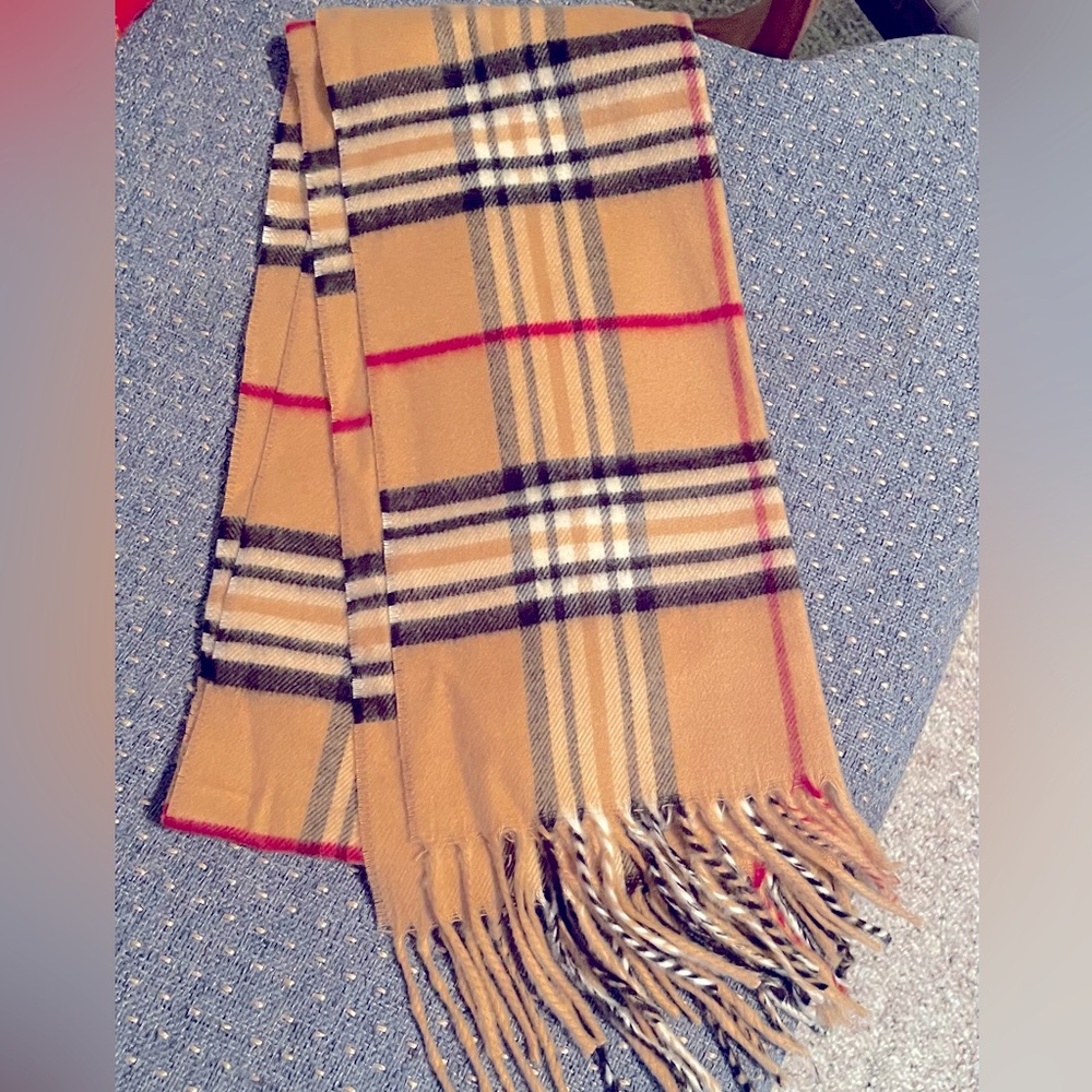 Cashmere feel plaid scarf